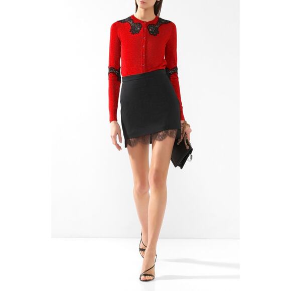 NWT Dolce & Gabbana Red Black Lame ace Cardigan top  IT 44 US L - Picture 6 of 11